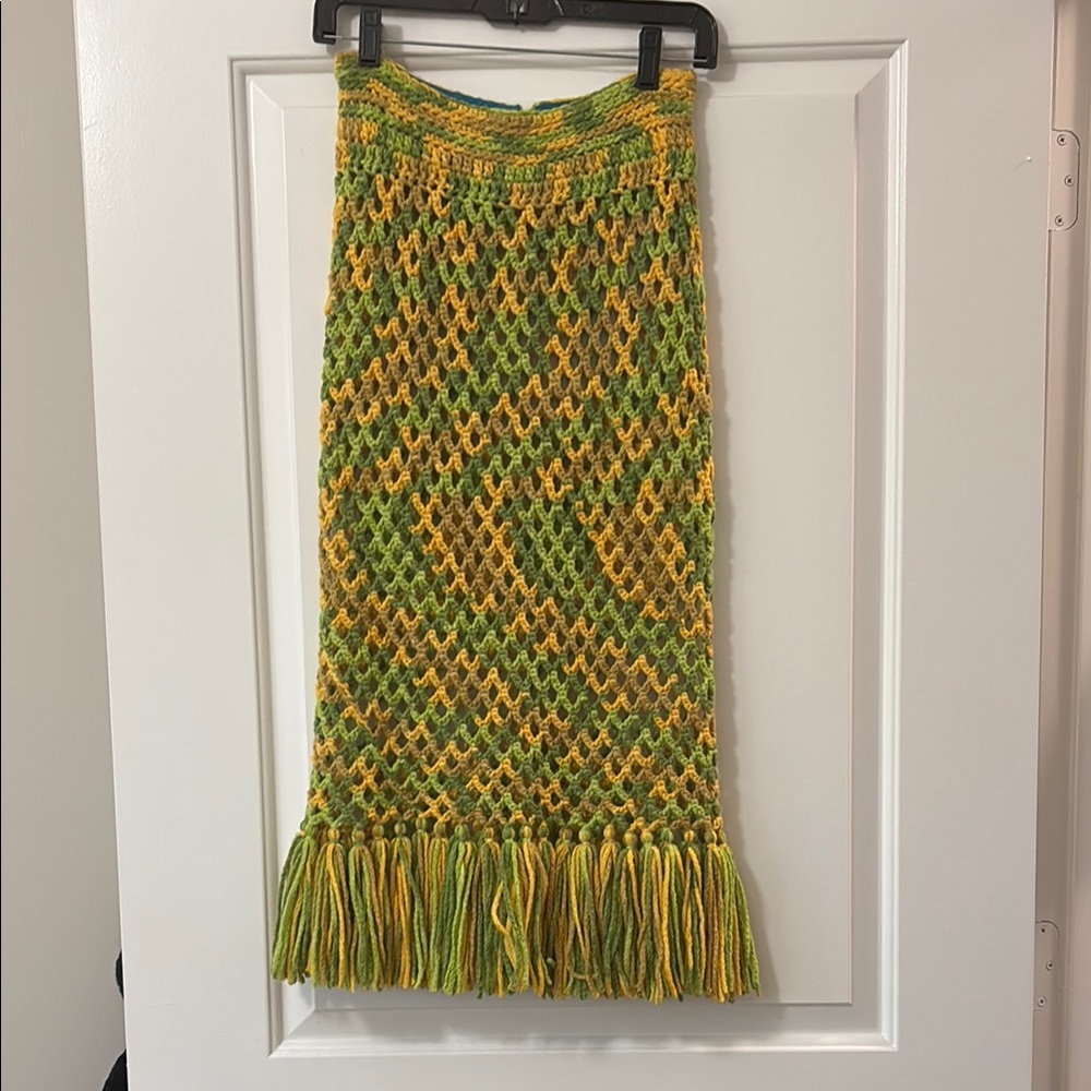 Michael Kors Collection Yellow and Green Midi Pencil Skirt